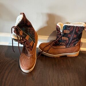 Celebrity Pink Brown and Black Winter Boots